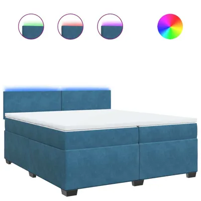 Produktbild von Boxspringbett mit Matratze Blau 200x200 cm Samt