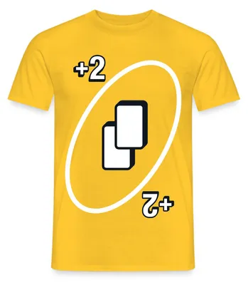 Produktbild von Spreadshirt UNO Karten Kostüm +2 Zwei-Ziehen-Karte Männer T-Shirt, L, Gelb
