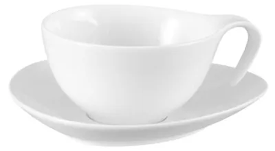 Produktbild von DUKA Tasse Kaffeetasse Porzellantasse Kaffeebecher - Wunderschöne 350-ml-Tasse mit Untertasse aus weißem Porzellan von TIME DUKA