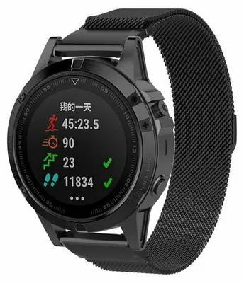 Produktbild von By Qubix Milanaise-Armband - Schwarz - passend für Garmin Quatix 8 - 47 mm