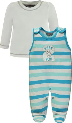 Produktbild von Blaues Kanz-Set aus gestreiftem Strampler und Bluse für Baby-Jungen