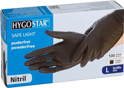 A box of black nitrile gloves.