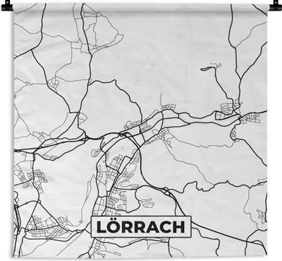 Produktbild von MuchoWow® Wandteppich Wandbehang Karte - Lörrach - Stadtplan 150x150 cm Tapisserie Dekoration Wandtuch - Wohnaccessoires - Modernes