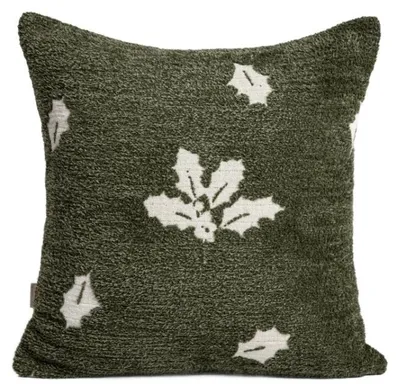 Produktbild von HOMLA Kissenbezug CORNELLY, grün mit Stechpalmenmuster, 45 x 45 cm