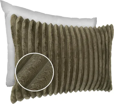 Produktbild von Dekokissen LILLI BIG CORD Velour mit Reißverschluss 30x50cm Einfarbig UNI Olivengrün Sofakissen pflegeleicht