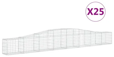 Obrázok produktu pre vidaXL Gabiony s vysokým oblúkom 25 ks 400x30x40/60 cm Pozinkované železo