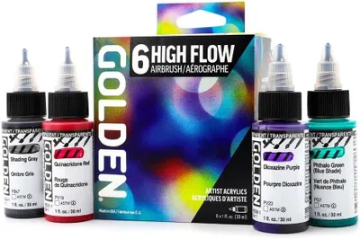 Produktbild von Airbrush Set 6 Farben, Acrylfarbe, für Airbrush, transparent