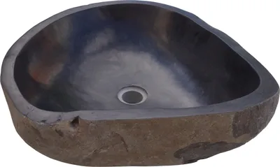 Produktbild von Massives Flußstein Aufsatz-Waschbecken, Waschschale, Naturstein Handwaschbecken ca. 45 cm - Modell 3, Grau, Flussstein, Waschtische & Waschbecken