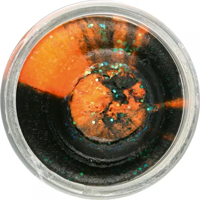 Zdjęcie produktu dla Berkley Powerbait Glitter Trout Dough - 50g ciasto pstrągowe, kolor: czarno-pomarańczowy