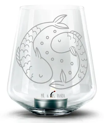 Produktbild von Mr. & Mrs. Panda Laterne Sternzeichen Fische - Transparent - Geschenk, Kerzenhalter, Sternbild, Windlicht Glas, Geburtstag März, Teelichthalter, Fisch, Februar