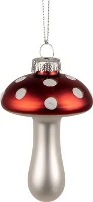 Image de Clayre & Eef Pendentif de Noël Champignon Ø 6x9 cm Rouge Blanc Verre