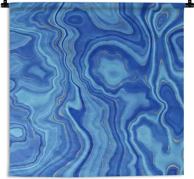 Produktbild von MuchoWow® Wandteppich Wandbehang Marmor - Blau - Muster 150x150 cm Tapisserie Dekoration Wandtuch - Wohnaccessoires - Modernes
