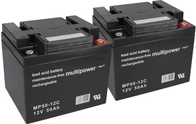 Produktbild von Blei Akku 2x 12V 50Ah kompatibel 24V Rollstuhl Elektromobil E-Scooter Seniorenmobil MP