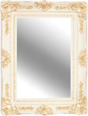 Produktbild von Casa Padrino Barock Wandspiegel Weiß/ Gold Antik-Look Höhe 121 cm, Breite 90 cm - Edel & Prunkvoll