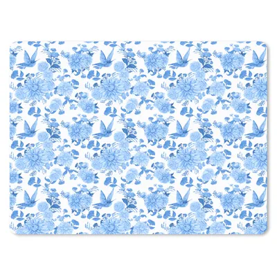 Produktbild von MuchoWow® Mauspad Mousepad Blumen - Muster - Blau 23x19 cm - Mousepads - Maus Mat - Pad - Mausunterlage - Schreibtischunterlage - Mauspad