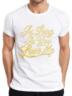 Obrázek produktu pro Tričko s potiskem "As Long As You Love Me", romantická popová píseň z 90. let, pánské, bílé, velikost XL