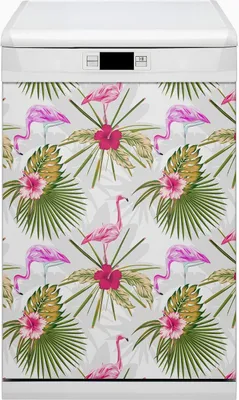 Produktbild von Magnete  Küche Magnetmatte Magnet für Spülmaschine Abwaschbar Nachbildung 45x80 cm  - Flamingos und Blumen