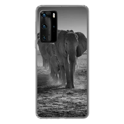 Produktbild von MuchoWow® Handyhülle Schutzhülle Hülle für Huawei P40 Pro Elefant - Einfarbig - Tiere - Schwarz - Weiß Silikon Softcase Handy Hülle - Schutz