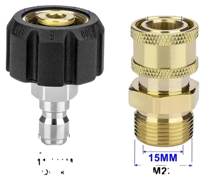 Obrázok produktu pre Adaptér na vysokotlakový čistič, otočný dizajn, rýchle pripojenie, kompletná sada, 15 mm