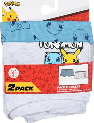 Produktbild von Pokemon Jungen Kinder Unterhosen Boxershorts Set 2 tlg. Blau + Grau      , Größe:128-140