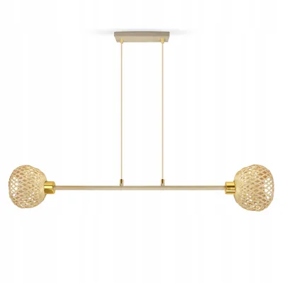 Produktbild von Luxolar LED pendelleuchte 2-flammig E27 Rattan Boho Beige/Grau - Verstellbar Hängelampe für Schlafzimmer, Küche über Esstisch Wohnzimmer