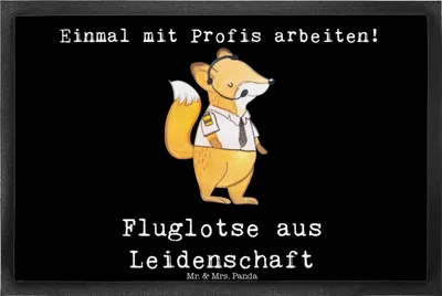 Produktbild von Mr. & Mrs. Panda Sauberlaufmatte Fluglotse Leidenschaft 40 x 60 cm - Schwarz - Geschenk, Fußabtreter, Ausbildung, Schmutzfangmatte, Spruch, Lustig, Schmutzmatte, fußmatte
