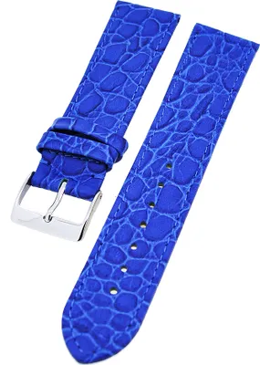 Produktbild von Uhrenarmband Kalbleder Blau 22mm Kroko-Struktur Dornschließe