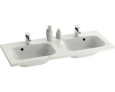 Productafbeelding van RAVAK dubbele wastafel, model Chrom 1200, gemaakt van gietmarmer, 120 cm, wit