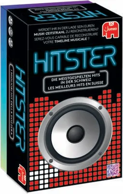 Produktbild von Jumbo Spiele Hitster Switzerland Brett- & Partyspiel, 120x210x75mm, Smartphone mit Internet benötigt, 308 Karten, 37 Plättchen, Hitster-App, Deutsch, Französisch, Italienisch, 30 Min.