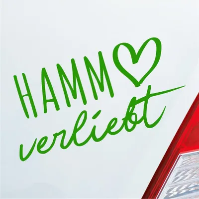 Produktbild von Auto Aufkleber Hamm verliebt Herz Stadt Heimat Liebe Car 19x10 cm Hellgrün Sticker Heckscheibenaufkleber
