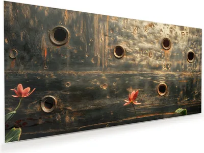 Produktbild von Glasbild 60x30cm in XXL für Wohnzimmer, Schlafzimmer Motiv Metallplatte Vintage