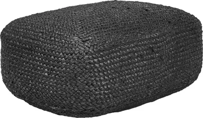 Zdjęcie produktu dla BELIANI Poduszka podłogowa czarna juta kulki styropianowe EPS 70 x 40 x 20 cm okrągły podnóżek otomana do salonu styl boho