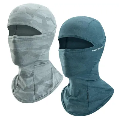 Imagen del producto de ROCKBROS - Juego de 2 pasamontañas transpirables, ligeros, con protección UV para motocicleta, bicicleta, esquí y actividades al aire libre. Colores: verde y gris oscuro