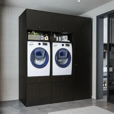 Produktbild von Roomart SERIE 1 Schrankwand 194 cm breit, Schwarz-Eiche