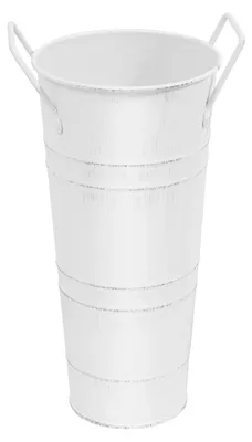 Image de Lot de 8 vases en métal - Cylindriques - Style rustique - Mariage et décoration de table - Pour fleurs fraîches - Blanc
