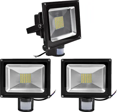 Produktbild von 3pcs 50W LED Fluter SMD Strahler mit PIR Bewegungsmelder,Greenmigo 120° Fluter IP65 Wasserdicht Aluminiumkörper Schwarz Warmweiß