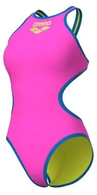 Productafbeelding van ARENA W One Biglogo One Piece damesbadpak, schokroze/rivierblauw, maat 36