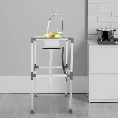 Immagine prodotto di Lavello da appoggio - Lavello da cucina - Con rubinetto - Vasca singola - 1 foro - Montaggio fai da te - Acciaio inossidabile - Portata 60 kg - Argento
