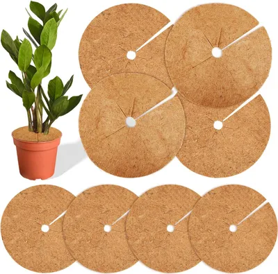 Produktbild von Kokosmatten Set, 8 Stück, 20 cm und 30 cm, natürliche Pflanzenmulch für die Gartenpflege