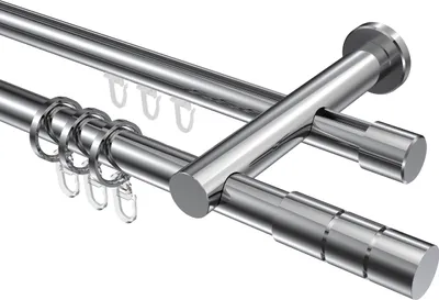 Produktbild von Interdeco Rundrohr-Innenlaufstange / Gardinenstange (Kombination) Chrom, Typ Platon Elanto (Rillenzylinder), 20 mm Ø 2-läufig, 200 cm