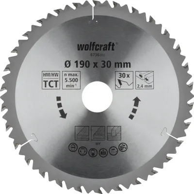 Obrázok produktu pre wolfcraft karbidový pílový kotúč, 30 Z, Ø 190x30x 2,4 mm