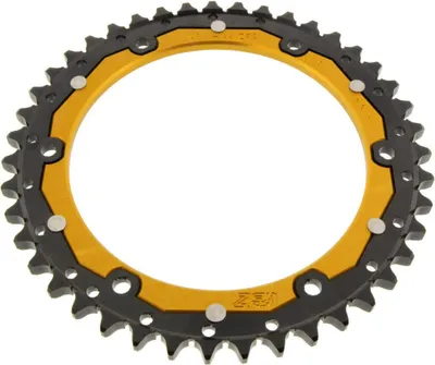 Obrázok produktu pre Korunové koleso ZF 44 zubov rozteč 530 zlaté čierne dvojité pre Triumph