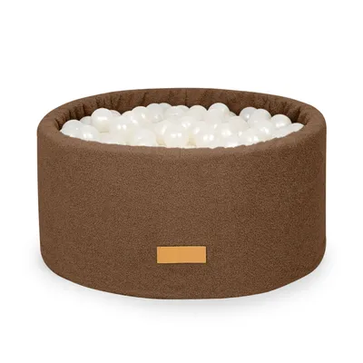 Produktbild von Flumi Bällebad Baby - Bällepool Kinder 90x40cm mit 200 Bällebad Bälle ∅ 7cm in EU hergestellt - braun mit Perlen Bälle