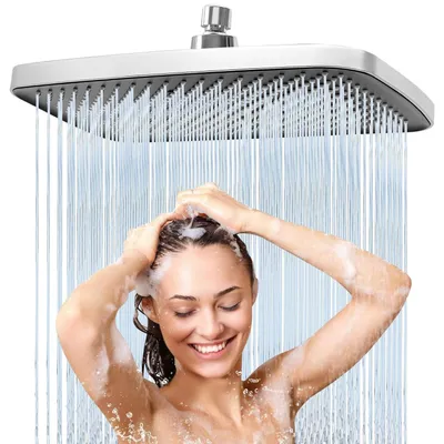 Produktbild von Regendusche Duschkopf 12 Zoll Edelstahl Quadrat Gebürstetes Chrom Selbstreinigend