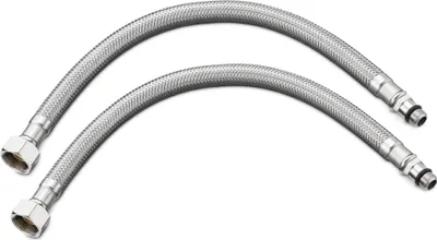Produktbild von Navaris 2x Stahlflex Schlauch Armaturenanschluss - G3/8 Zoll x M10 x 30cm x 1 AG - Wasserhahn Armatur 3/8" Anschlussschlauch - Verbindungsschlauch