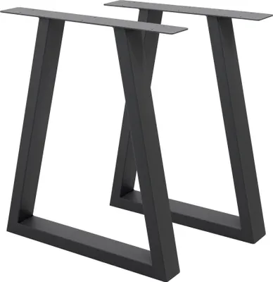 Produktbild von ECD Germany 2x Tischbeine Trapez Design 60x72 cm, Anthrazit, pulverbeschichtete Stahl, Industriedesign, Metall Tischgestell Esstisch und Schreibtisch