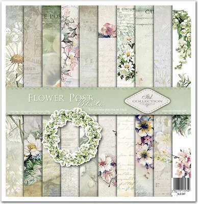 Produktbild von ITD Set 11 Stk 31x32cm einseitig Scrapbooking Papier 200g, Flower Post - White