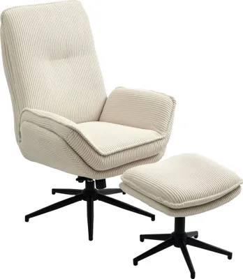 Produktbild von Drehbarer Polstersessel mit Fußhocker, Moderner Recliner-Sessel für Wohnzimmer, Schlafzimmer, Homeoffice, Beige