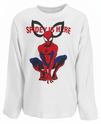 Produktbild von Marvel Spiderman Jungen Kinder Langarmshirt Shirt 100% Baumwolle - Weiß, 128