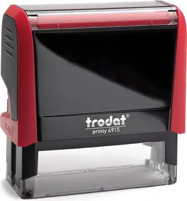 Produktbild von Trodat PRINTY 4915, max. 7zeilig, 70X25 mm, Gehäuse schwarz, individuelle Stempelplatte mit Ihrem Wunschtext, Stempelkissen rot